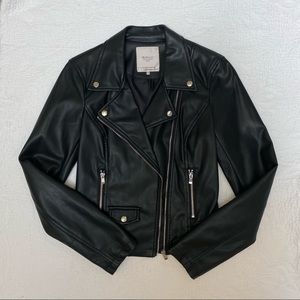 Zara Black Faux Leather Moto Biker Jacket S